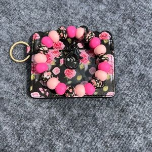 Rose and pink wristlet/ wallet set